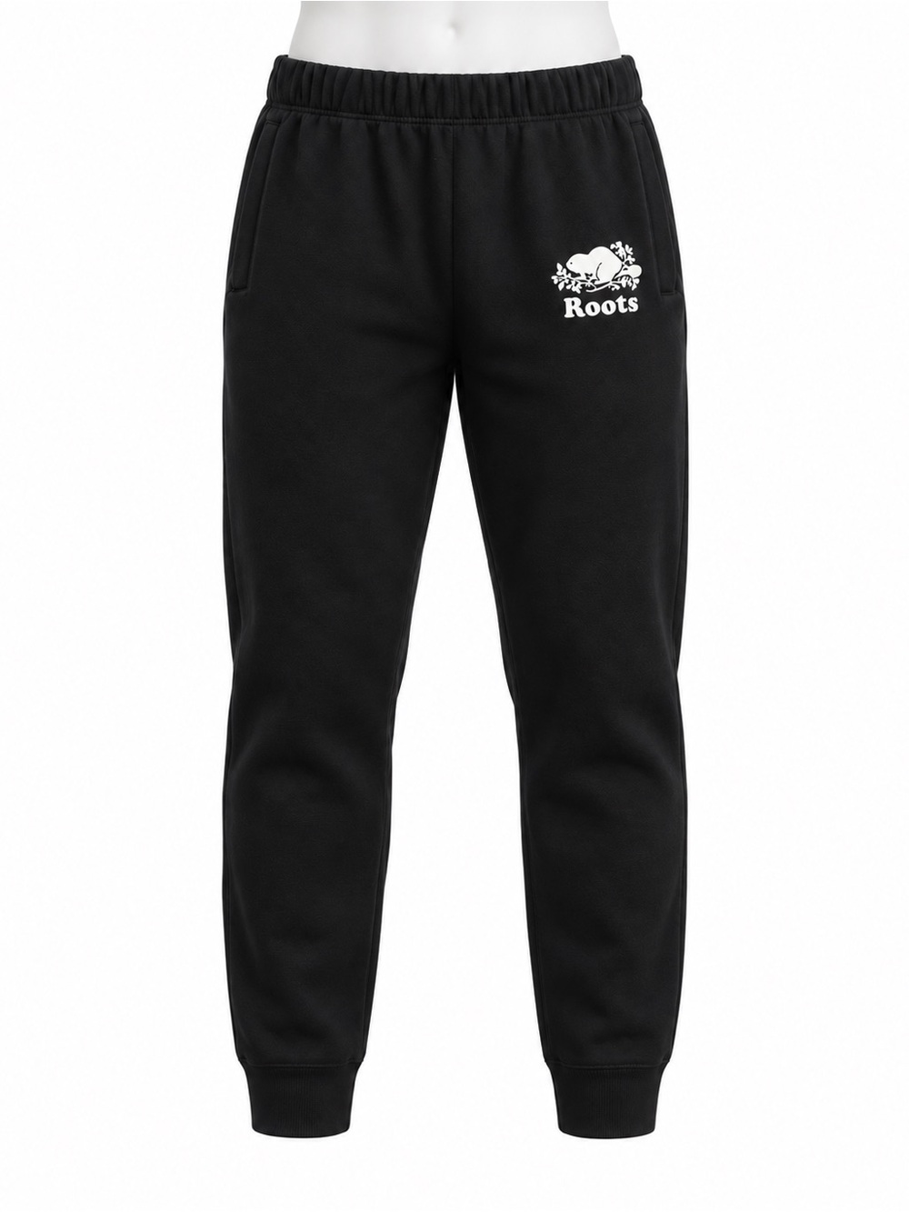 Size XS Roots Men’s Heritage Beaver Logo Jogger Sweatpants Black